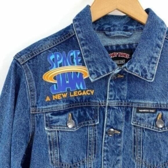 Members Only Looney Tunes Space Jam Denim Jean Bugs Bunny Medium Jacket NWT - Picture 3 of 12